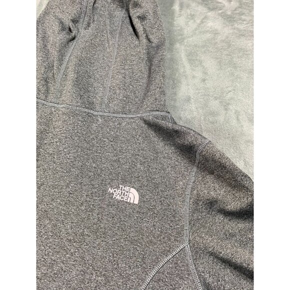 The North Face Hoodie Womens Large Gray Fleece Pullover Spell Out Logo Warm Cozy - Picture 11 of 12
